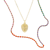 Abstract Face Monogram and Enamel Mine Sterling Silver Necklace Set